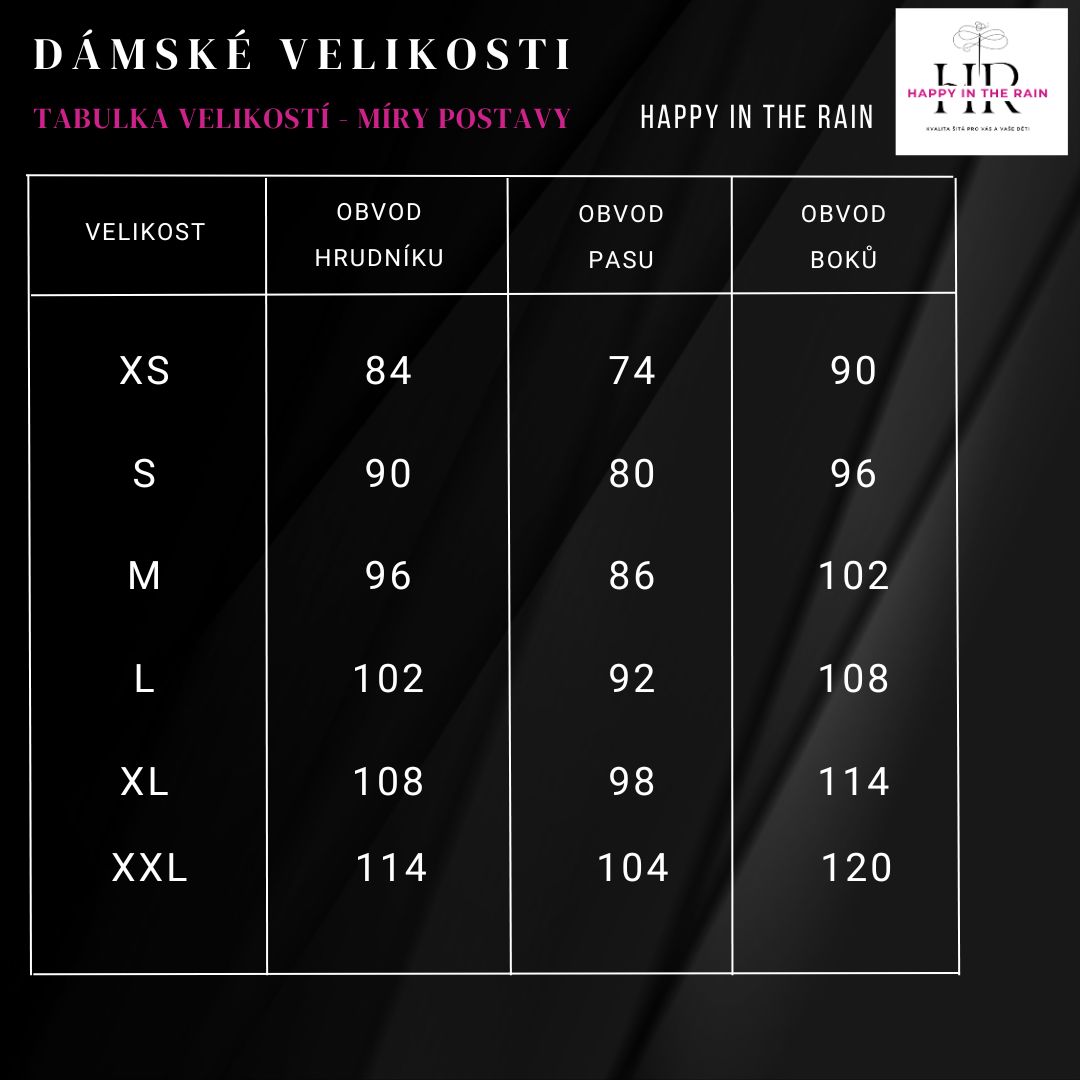 tabulka velikostí dámské velikosti